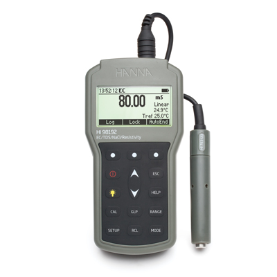 HANNA HI98192专业级微电脑EC-TDS-电阻率-NaCI-°C测定仪